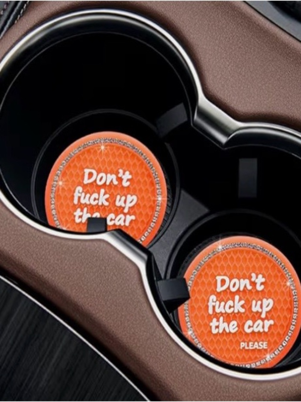 Choice Pair of Adult Theme Car Coasters - Orange, Pink or Black - NEW